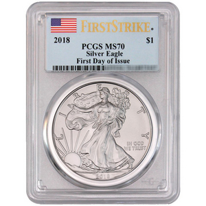 2018 Silver American Eagle MS70 FS FDI PCGS Flag Label