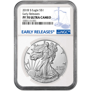 2018 S Silver American Eagle Coin PF70 UC ER NGC Blue Label 2018 S Silver American Eagle Coin PF70 UC ER NGC Blue Label