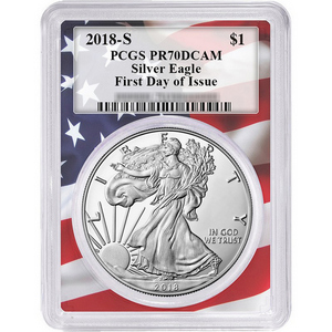 2018 S Silver American Eagle Coin PR70 DCAM PCGS FDI Flag Picture Frame Holder 2018 S Silver American Eagle Coin PR70 DCAM PCGS FDI Flag Picture Frame Holder