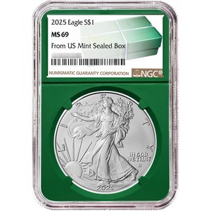2025 Silver American Eagle Coin MS69 NGC Green Core 2025 Silver American Eagle Coin MS69 NGC Green Core