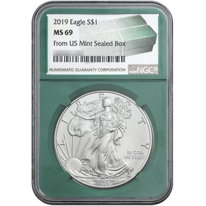 2019 Silver American Eagle MS69 NGC Green Core 2019 Silver American Eagle MS69 NGC Green Core