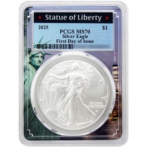 2025 Silver American Eagle Coin MS70 FDI PCGS Statue of Liberty Picture Frame