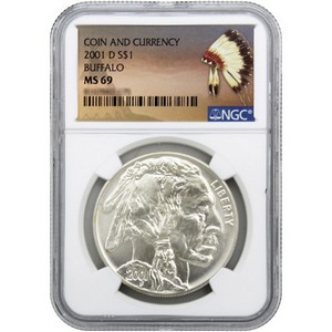 2001 D Silver Buffalo Dollar Coin and Currency Set MS69 NGC Native American Label 2001 D Silver Buffalo Dollar Coin and Currency Set MS69 NGC Native American Label