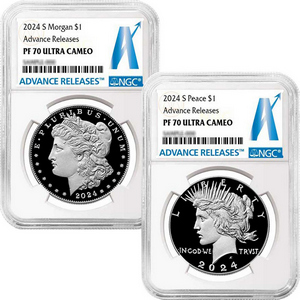 2024 S Morgan and Peace Silver Dollar Set PF70 Advance Releases NGC AR Label 2024 S Morgan and Peace Silver Dollar Set PF70 Advance Releases NGC AR Label
