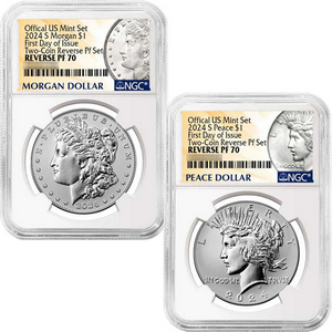 2024 S Morgan and Peace Silver Dollar Set Rev PF70 UC FDI NGC Morgan Peace Dollar Label 2024 S Morgan and Peace Silver Dollar Set Rev PF70 UC FDI NGC Morgan Peace Dollar Label