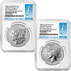 2024 S Morgan and Peace Silver Dollar Set Rev PF70 UC FDI NGC 1st Label 2024 S Morgan and Peace Silver Dollar Set Rev PF70 UC FDI NGC 1st Label