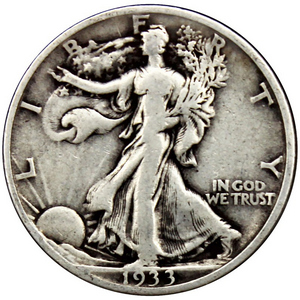 1933 S Walking Liberty Half Dollar F/VF Condition 1933 S Walking Liberty Half Dollar F/VF Condition