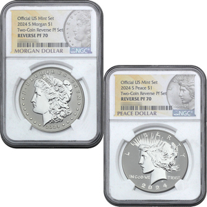 2024 S Morgan and Peace Silver Dollar Set Rev PF70 NGC Morgan/Peace Label 2024 S Morgan and Peace Silver Dollar Set Rev PF70 NGC Morgan/Peace Label