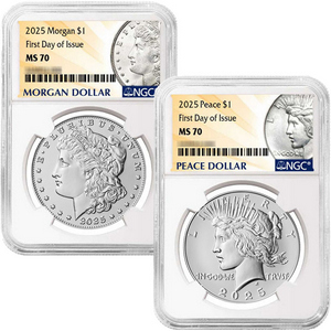 2025 Morgan and Peace Silver Dollar Set MS70 FDI NGC Morgan Peace Dollar Label 2025 Morgan and Peace Silver Dollar Set MS70 FDI NGC Morgan Peace Dollar Label