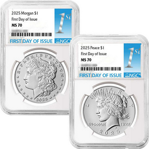 2025 Morgan and Peace Silver Dollar Set MS70 FDI NGC 1st Label 2025 Morgan and Peace Silver Dollar Set MS70 FDI NGC 1st Label