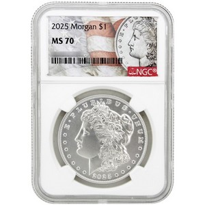 2025 Morgan Silver Dollar MS70 NGC Morgan Dollar Label 2025 Morgan Silver Dollar MS70 NGC Morgan Dollar Label