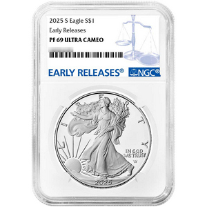 2025 S Silver American Eagle Coin PF69 UC ER NGC Blue Label