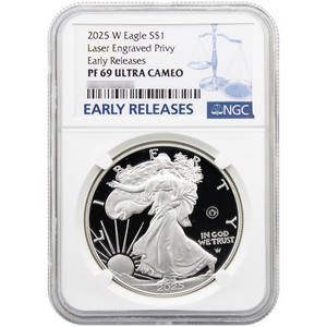 2025 W Silver American Eagle Laser Engraved Privy Coin PF69 UC NGC Blue label