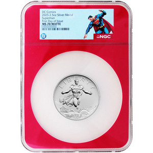 2025 DC Comics Superman Silver 2.5oz Medal MS70 Matte FDI NGC Red Core