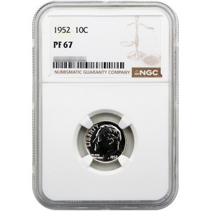 1952 Roosevelt Dime PF67 NGC Brown Label