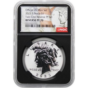 2025 S Peace Silver Dollar Reverse PF70 Black Core NGC Peace Flag Label