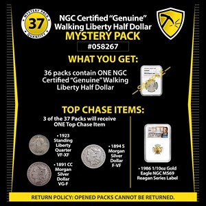 NGC Certified "Genuine" Walking Liberty Half Dollar Mystery Pack #058267