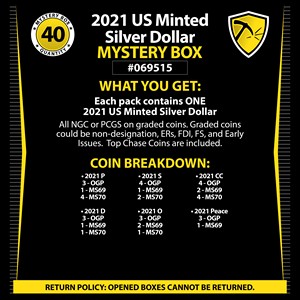 2021 US Minted Silver Dollar Mystery Pack #069515 2021 US Minted Silver Dollar Mystery Pack #069515