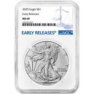 2025 Silver American Eagle Coin MS69 ER NGC Blue Label 2025 Silver American Eagle Coin MS69 ER NGC Blue Label