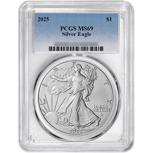 2025 Silver American Eagle Coin MS69 PCGS Blue Label 2025 Silver American Eagle Coin MS69 PCGS Blue Label