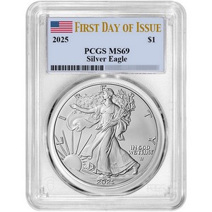2025 Silver American Eagle Coin MS69 FDI PCGS Flag Label 2025 Silver American Eagle Coin MS69 FDI PCGS Flag Label