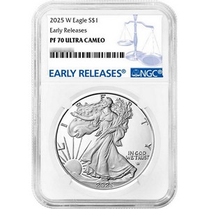 2025 W Silver American Eagle Coin PF70 UC ER NGC Blue Label 2025 W Silver American Eagle Coin PF70 UC ER NGC Blue Label
