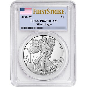 2025 W Silver American Eagle Coin PR69 DCAM FS PCGS Flag Label 2025 W Silver American Eagle Coin PR69 DCAM FS PCGS Flag Label