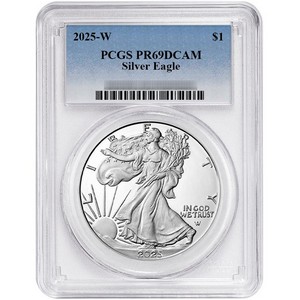 2025 W Silver American Eagle Coin PR69 DCAM PCGS Standard Blue Label 2025 W Silver American Eagle Coin PR69 DCAM PCGS Standard Blue Label
