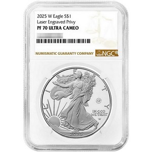 2025 W Silver American Eagle Laser Engraved Privy Coin PF70 UC NGC Brown label