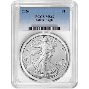 2026 Silver American Eagle Coin MS69 PCGS Blue Label