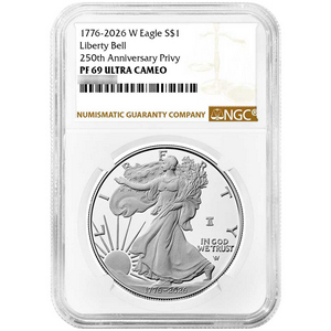 1776-2026 W Silver American Eagle Liberty Bell 250th Anniversary Privy Coin PF69 UC NGC Brown Label