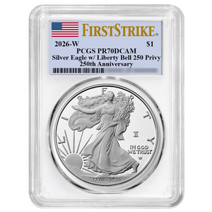 1776-2026 W Silver American Eagle Liberty Bell 250th Anniversary Privy Coin PR70 DCAM FS PCGS Flag Label