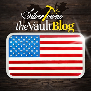 NEW Enameled Five-Ounce American Flag Silver Bar available for gifting! NEW Enameled Five-Ounce American Flag Silver Bar available for gifting!