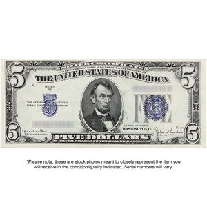 Series 1934 $5 Blue Seal Silver Certificate AU/CU Condition