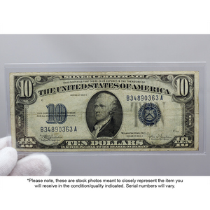1934 $10 Note Silver Certificate G/VG Condition 1934 $10 Note Silver Certificate G/VG Condition