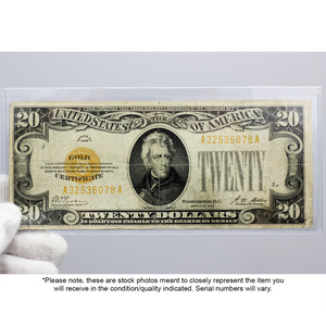 Series 1928 $20 Gold Certificate VG/F Condition