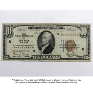 Series 1929 $10 Federal Reserve Bank of New York National Currency Note VG/F Condition Series 1929 $10 Federal Reserve Bank of New York National Currency Note VG/F Condition