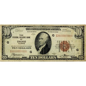 Series 1929 $10 Federal Reserve Bank of Chicago National Currency Note VG/F Condition Series 1929 $10 Federal Reserve Bank of Chicago National Currency Note VG/F Condition