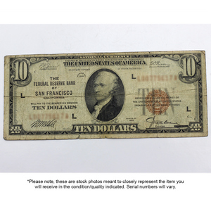 Series 1929 $10 Federal Reserve Bank of San Francisco National Currency Note VG/F Condition Series 1929 $10 Federal Reserve Bank of San Francisco National Currency Note VG/F Condition