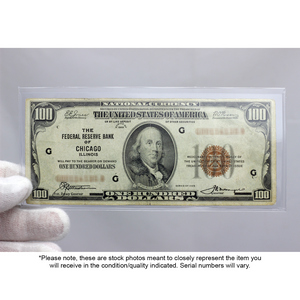 Series 1929 $100 Federal Reserve Bank of Chicago National Currency Note VG/F Condition Series 1929 $100 Federal Reserve Bank of Chicago National Currency Note VG/F Condition