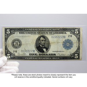 1914 $5 Large Size Federal Note G/VG Condition