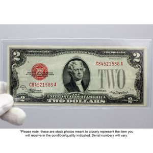 1928 $2 Red Seal Note EF/AU Condition