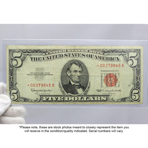 Series 1953/1963 $5 Star Red Seal Legal Tender Note VG/VF Condition Series 1953/1963 $5 Star Red Seal Legal Tender Note VG/VF Condition