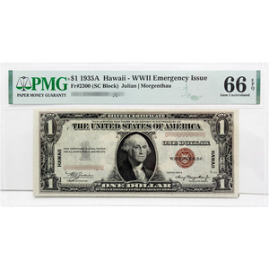 1935 A $1 Silver Certificate Hawaii Gem UNC PMG 66 EPQ