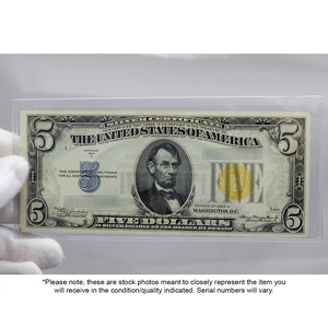 Series 1934 North African $5 Silver Certificate EF/AU Condition