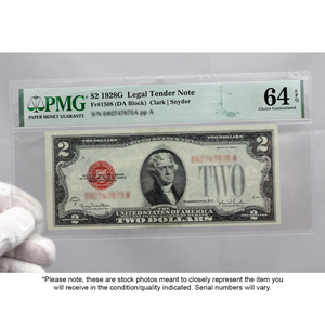 1928 G $2 Legal Tender Note PMG 64 EPQ