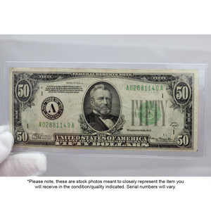 1934 $50 Federal Reserve Note F/VF Condition 1934 $50 Federal Reserve Note F/VF Condition