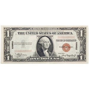 1935 A $1 Silver Certificate Hawaii Note Fine- Very Fine Condition