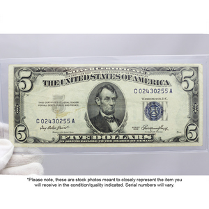 Series 1953 $5 Blue Seal Silver Certificate VG/VF Condition Series 1953 $5 Blue Seal Silver Certificate VG/VF Condition