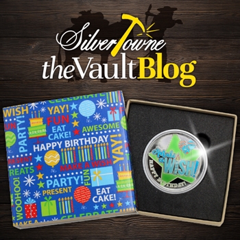 Silver of the Month: Make a Wish! Happy Birthday Blue Enameled 1oz .999 Silver Medallion Dated 2023 Silver of the Month: Make a Wish! Happy Birthday Blue Enameled 1oz .999 Silver Medallion Dated 2023